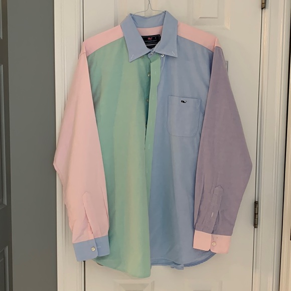 Vineyard Vines Color Block Slim Fit Tucker Shirt - Picture 1 of 3